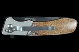 Folding Tactical Knife With Fossil Dinosaur Bone (Gembone) Inlays #127560-3